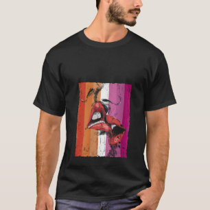 Lesbische Lippen Küssen Lesben Flagge Pride LGBTQ T-Shirt