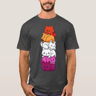 Lesbische Pride Cat LGBT Gay Flag Niedlich Hers an T-Shirt