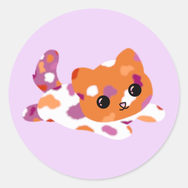 Lesbische Pride Cat Stickers (Vorderseite)