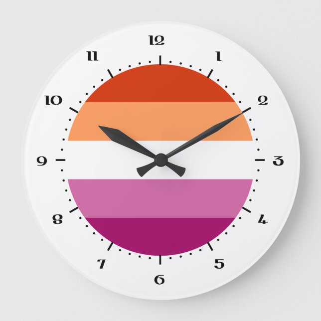 Lesbische Pride Flag Große Uhr (Vorderseite)