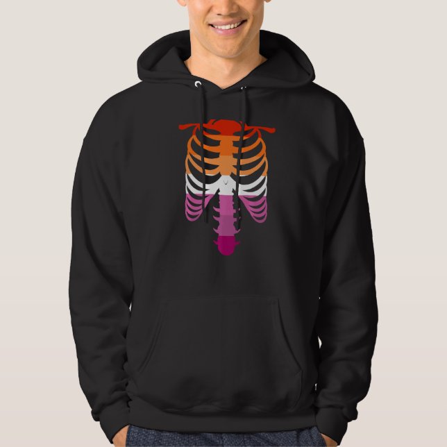 Lesbische Pride Flag Skeleton Lesbian Hoodie (Vorderseite)