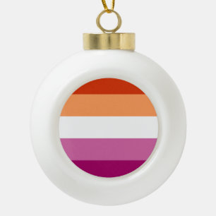 Lesbische Pride-Flagge (5 Streifen) Keramik Kugel-Ornament