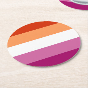 Lesbische Pride-Flagge (5 Streifen) Runder Pappuntersetzer