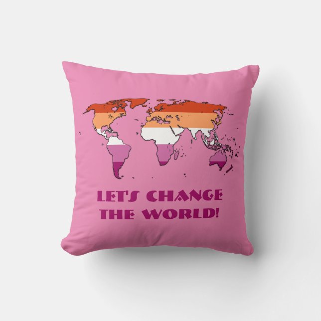 Lesbische Pride Map of the World Throw Pillow Kissen (Vorderseite)
