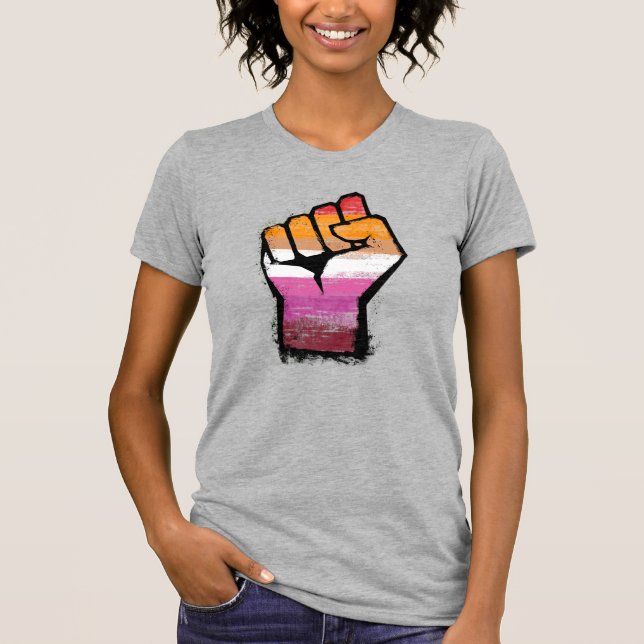 Lesbische Protestfaust T-Shirt (Vorderseite)