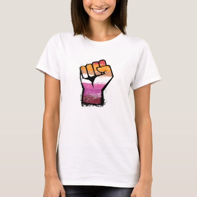 Lesbische Protestfaust T-Shirt (Vorderseite)