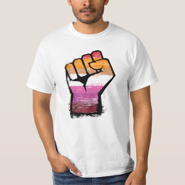 Lesbische Protestfaust T-Shirt (Vorderseite)