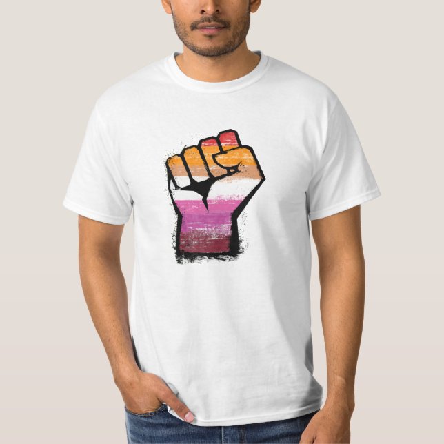 Lesbische Protestfaust T-Shirt (Vorderseite)