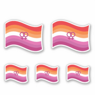 Lesbische Sonnenuntergangs-Liebes-Pride-Wellenflag Aufkleber