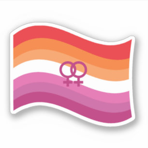 Lesbische Sonnenuntergangs-Liebes-Pride-Wellenflag Aufkleber