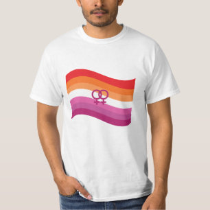 Lesbische Sonnenuntergangs-Liebes-Pride-Wellenflag T-Shirt