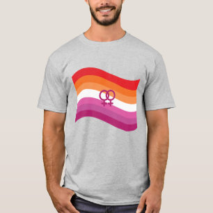 Lesbische Sonnenuntergangs-Liebes-Pride-Wellenflag T-Shirt