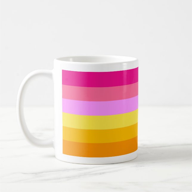 Lesbische Stolperflagge (Morgengrauen) Kaffeetasse (Links)
