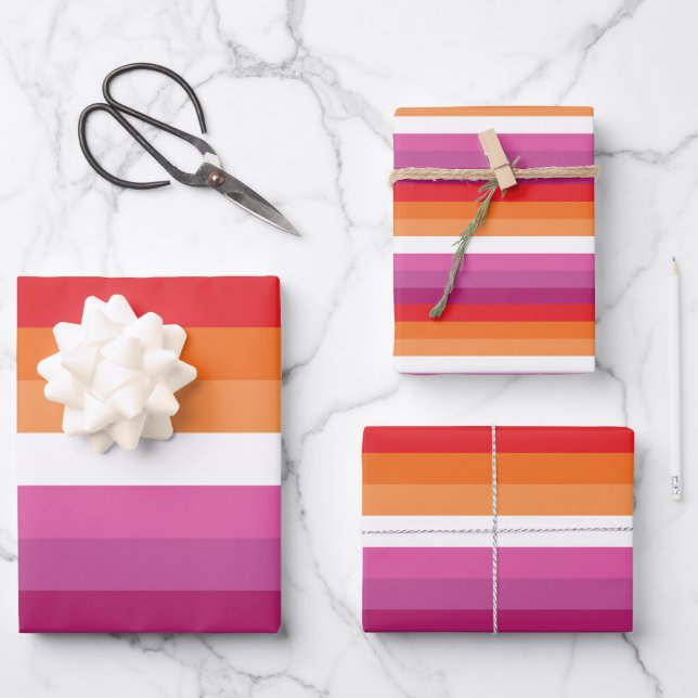 Lesbische Stolperflagge (Sunset) Geschenkpapier Set (Vorderseite)