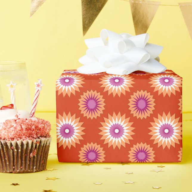 Lesbische Stolzfarben / orange Blume Geschenkpapier (Geburtstagsparty)