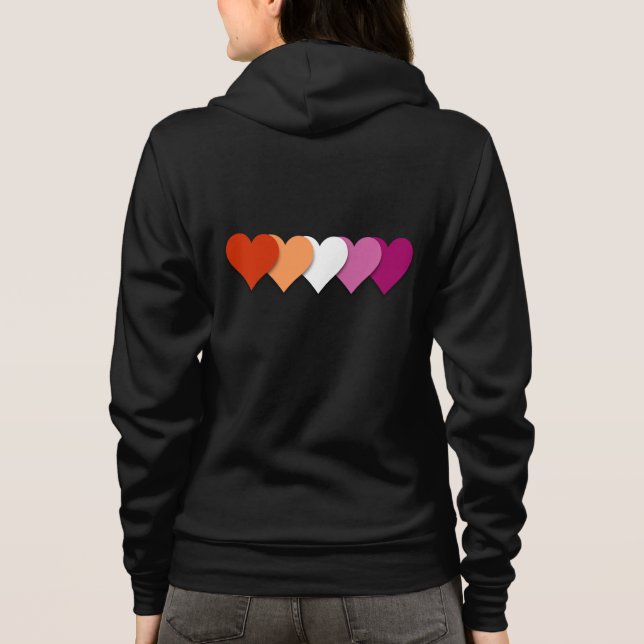 Lesbische Stolzherzen Hoodie (Rückseite)