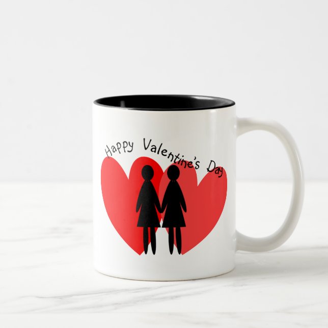 Lesbische Valentinsgruß-Karten u. Geschenke Zweifarbige Tasse (Rechts)