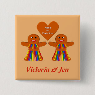 Lesbische Weihnachtsgingerbrot Ladys Couple Custom Button