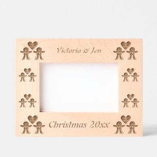 Lesbische Weihnachtsgingerbrot Ladys Couple Custom Geätzte Rahmen