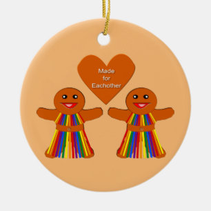 Lesbische Weihnachtsgingerbrot Ladys Couple Custom Keramik Ornament