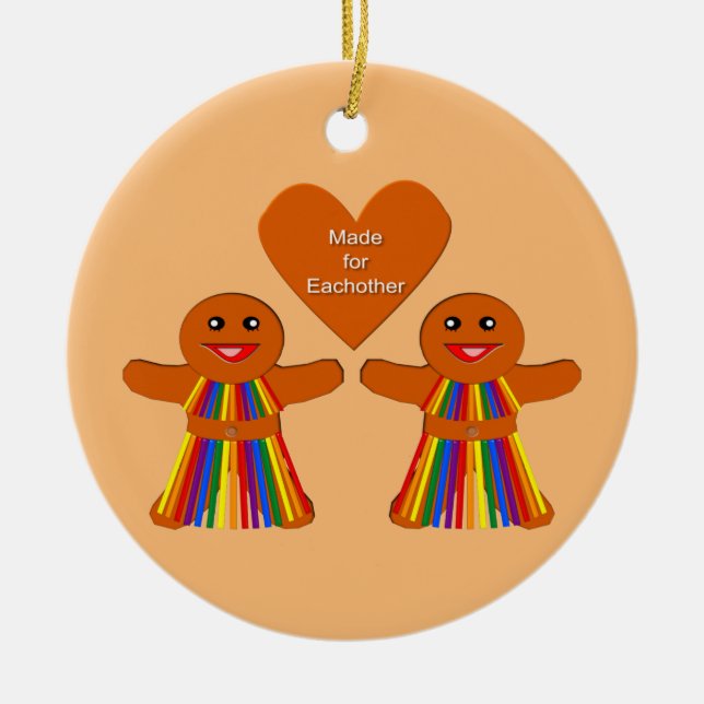 Lesbische Weihnachtsgingerbrot Ladys Couple Custom Keramik Ornament (Vorne)