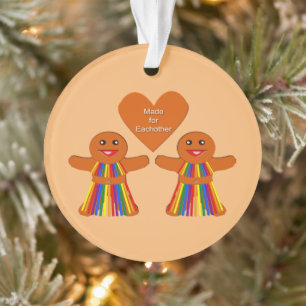 Lesbische Weihnachtsgingerbrot Ladys Couple Custom Ornament