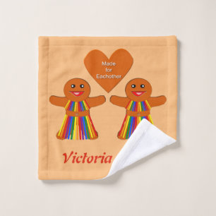 Lesbische Weihnachtsgingerbrot Ladys Couple Custom Waschlappen