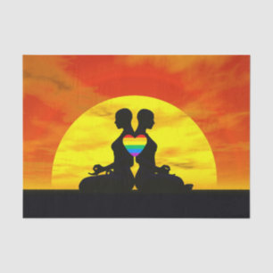 Lesbische Yoga-Liebe - 3D übertragen Seidenpapier