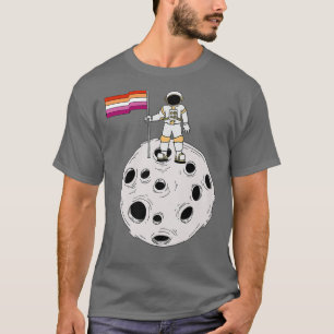 Lesbischer Astronaut auf dem Mond Lesbische Flagge T-Shirt