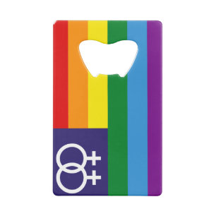 Lesbischer Doppel-Venus-Regenbogen-Pride Geldbeutel Flaschenöffner