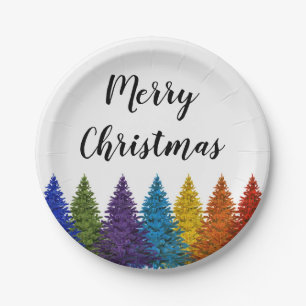 Lesbischer Gay Pride Rainbow Flag Weihnachtsbaum Pappteller