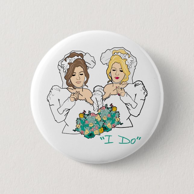 Lesbischer Hochzeitsknopf Button (Vorderseite)