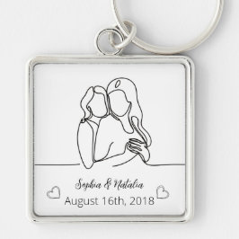 Lesbischer Jubiläum Elegante Personalisierte Linie Schlüsselanhänger