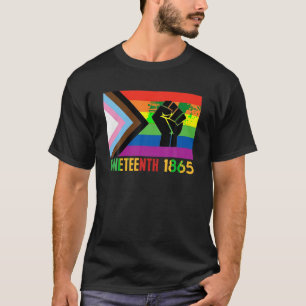 Lesbischer Juneteenth 1865 LGBT Gay Pride FLag Bla T-Shirt