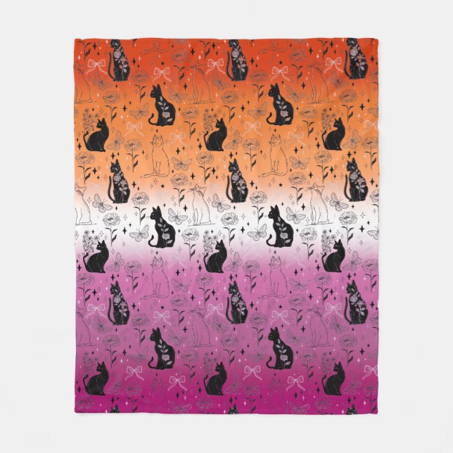 Lesbischer Pride Black Cat - Mystische Hexerei Fleecedecke (Vorderseite)