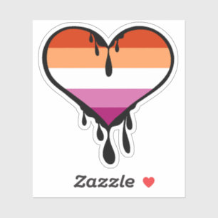 Lesbischer Pride Dripping Heart Aufkleber