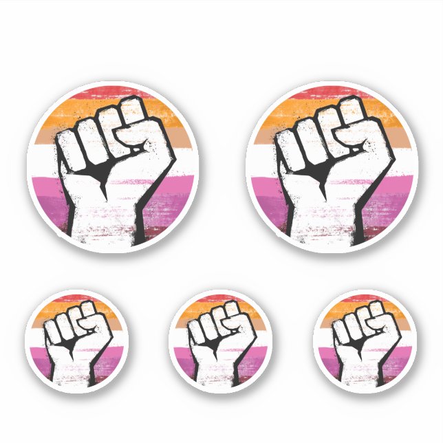 Lesbischer Pride Fist Circle Print Aufkleber (Vorderseite)