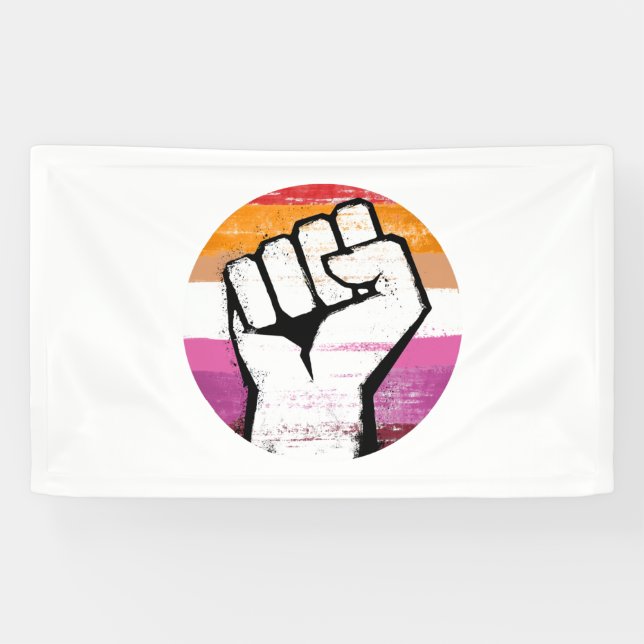 Lesbischer Pride Fist Circle Print Banner (Horizontal)
