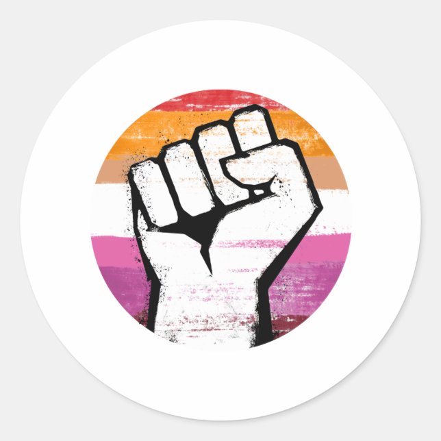 Lesbischer Pride Fist Circle Print Runder Aufkleber (Vorderseite)