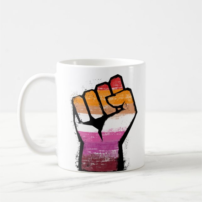 Lesbischer Pride Fist T - Shirt Kaffeetasse (Links)