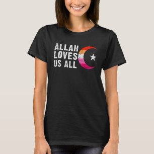 Lesbischer Pride Flag Hilal Halbmond Islam T-Shirt