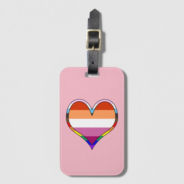 Lesbischer Pride Heart Luggage Tag Gepäckanhänger (Vorderseite Vertikal)