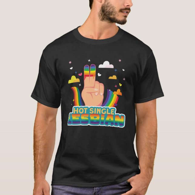 Lesbischer Pride Hot Single Lesbian Flag T-Shirt (Vorderseite)
