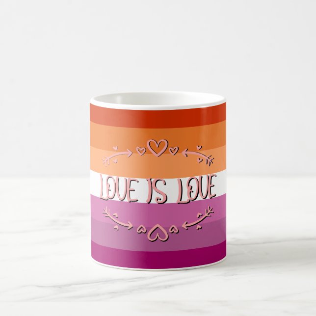 Lesbischer Pride Month Liebe ist Liebe Tasse (Mittel)
