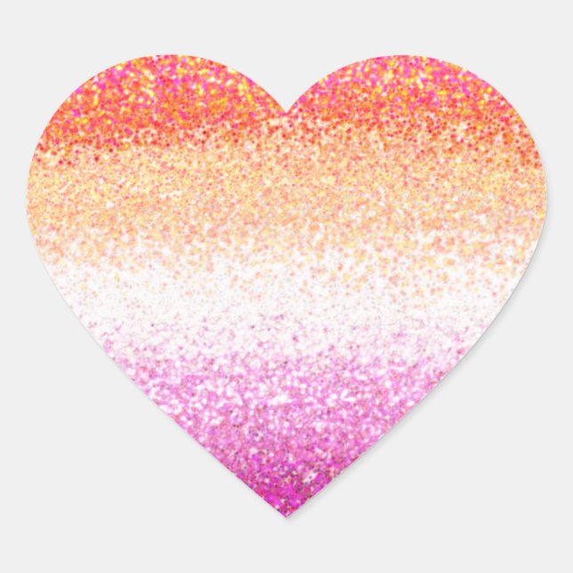 Lesbischer Pride Pink Glitzer Gradient Sparkle Herz-Aufkleber (Vorderseite)