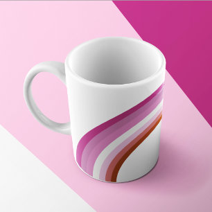 Lesbischer Pride Pink Rainbow Flag Monogram Kaffeetasse