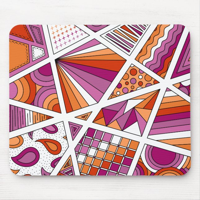 Lesbischer Pride Zen Doodle Abstrakt Modernes Rosa Mousepad (Vorne)