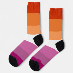 Lesbischer Regenbogen Orange Pink Magenta Streifen Socken