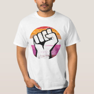 Lesbischer Stolz-Faust-Kreis-Druck T-Shirt