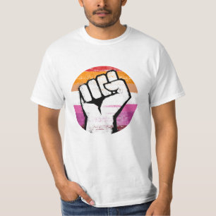 Lesbischer Stolz-Faust-Kreis-Druck T-Shirt